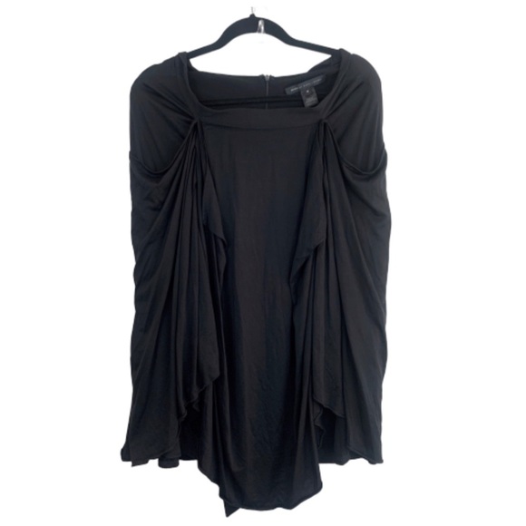 Marc Jacobs spun silk off the shoulder drapey little black dress - Picture 1 of 9